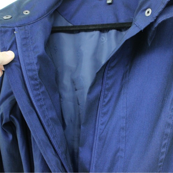SAMUEL DONG Classic Bubble Hem Trench Coat Jacket Lined Navy Blue Dress … - Picture 12 of 14
